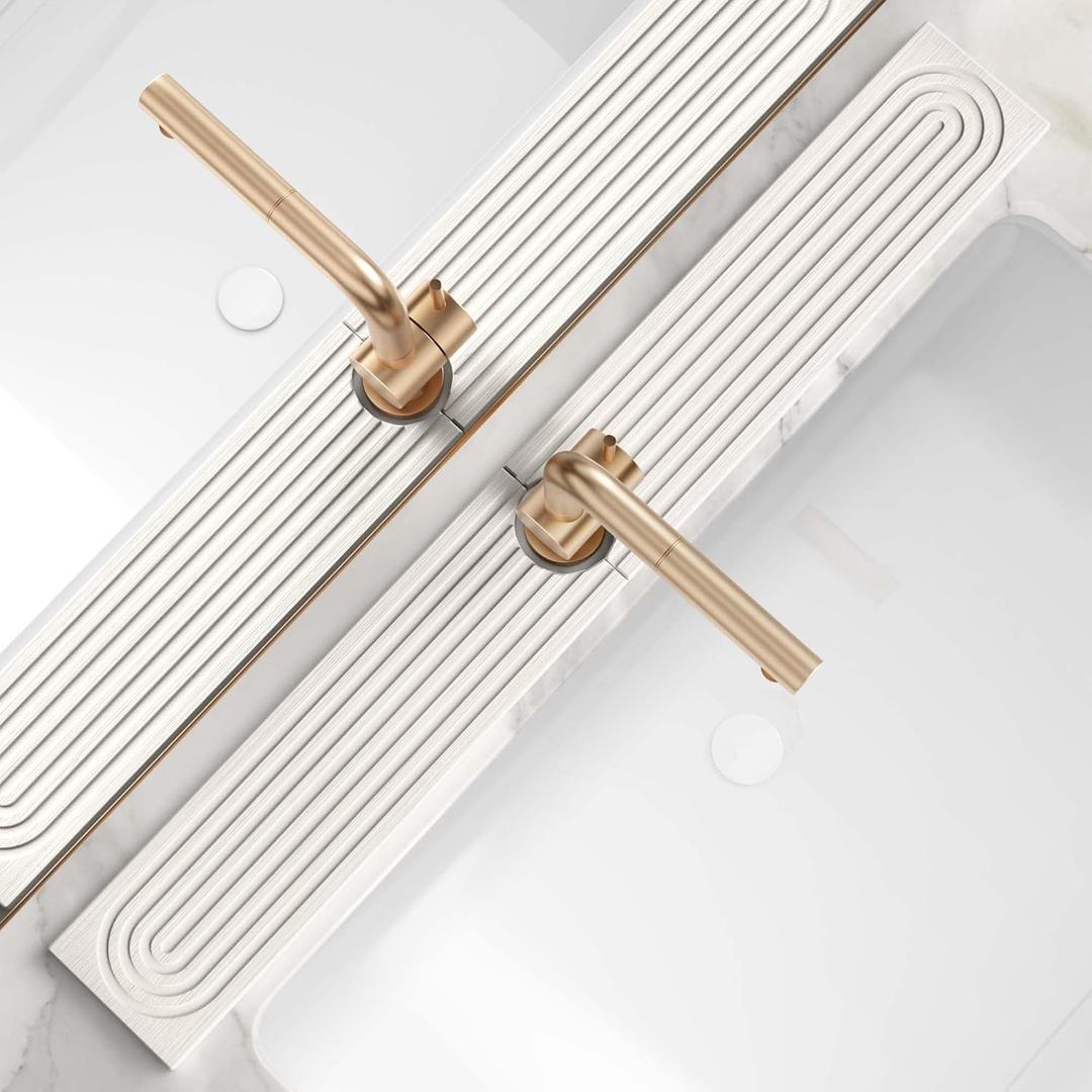 Eormoe 30 Inch Faucet Mat for Kitchen Sink Instant Dry Sink Protector for Countertop, ExtraLong Diatomaceous Earth Stone Sink Tray Around Faucet for Kitchen Bathroom RVs (Light Grey, 30" x 3.9")