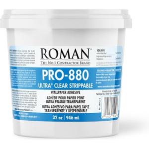 Ultra Clear Strippable Wallpaper Adhesive, Clear Glue, Zero VOC, PRO-880 (32 Ounce - 80 sq. ft.)