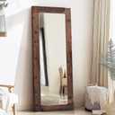 Full Length Mirror 65"x24" – Solid Wood Frame, HD Tempered Glass, Wall Mounted & Leaning, Rustic Modern Decor for Bedroom, Living Room, Entryway, Brown