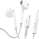 LUDOS Zenith USB C Headphones for iPhone 17 16 15 Pro Max Plus Air iPad Pro Air, USB-C Earbuds for Samsung Galaxy S24 S23 Ultra S22 S21 S20 A55 A54 A53, USB Type C Earphones - White
