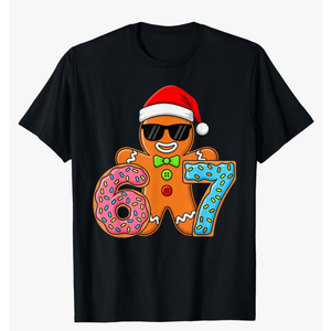 Funny Gingerbread Six Seven 67 Ice Cream Drip Christmas Boys T-Shirt Size M