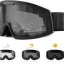Ukoly Ski/Snowboard Goggles for Men Women, Snow Goggles HD Lens Anti-Fog Coating OTG Design UV400 Protection Windproof (Black Frame Hd Photochromic Grey)