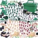 3 otters 115PCS Army Men Military Playset with Toy Soldiers, Vehicles & Helicopter in Storage Box for Kids Ages 3+, Stocking Stuffers Holiday Toys, Birthday Gifts & Party Favors