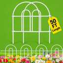 AMAGABELI 35 Panels 18in(H)×50ft(L) Decorative Garden Fence No Dig Rustproof Metal Pre-Linking Fence Panels Garden Edging Border Animal Barrier Fencing for Flower Beds Yard Patio Outdoor Decor White