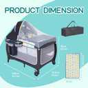 ANNA QUEEN 4 in 1 Pack and Play,Portable Baby Crib Deluxe Nursery Center, Foldable Travel Playard,Adjustable Canopy,Music Box,Changing Table for Newborn, Infant,Toddler