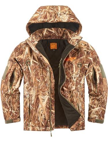 NEW VIEW Insulated Hunting Jacket for Men Cold Weather, Warm Camo Hunting Jackets with Hood, Water Resistant Hunting Clothes XL