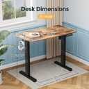 Small Electric Standing Desk, 35" 20" Standing Table, Height Adjustable Compact Sit Stand Workstation with Splice Board, Home Office Desk with 2 Hooks, Rustic Brown