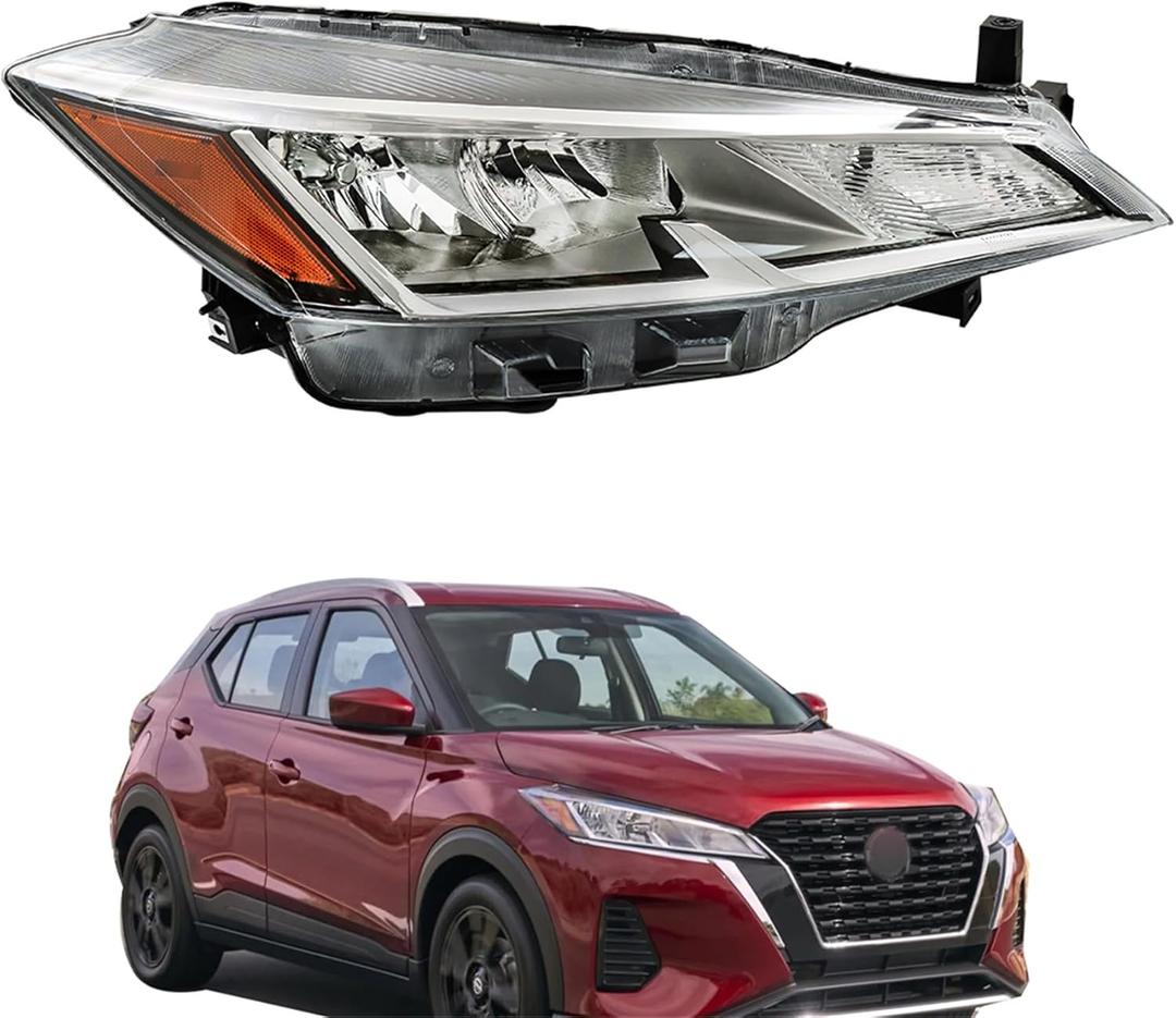 Silscvtt Passenger Side Replacement for Nissan Kicks 2021 2022 2023 Chrome Housing 260105R00A NI2503283 Headlights Assembly