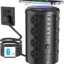 Surge Protector Power Strip - Desk Charging Station with 15W Wireless Charger, Multiple Outlets Charging Station with 16 2300J AC Outlets & 5 USB (2 USB C) Port, for Home, Office, Dorm Room