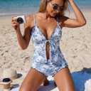 ZAFUL Women Tankini Swimsuits with Shorts Ruffle Trim 2 Piece Bathing Suit (S)