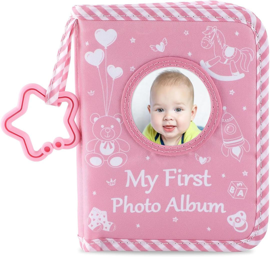 Baby's My First Family Album Soft Photo Cloth Book Pink Girl My First Book of Photos Pink Baby Memory Album Gift Holds 4x6 Pictures for Babies Newborn Toddler & Kids Baby Shower