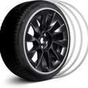 Automotive Alloy Wheel Rim Protector - Covering The Entire Rim of The Wheel hub - Strips for Curb Rash Prevention - Set of 4 Rim Protector Easy to Install(20'',Silver)