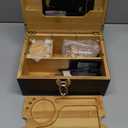 Large Bamboo Box with Combination Lock, Decorative Locking Box with Detachable Compartment, Rolling Tray, Smell Proof Jars, Mylar Bags - Great Holidays Gifts (black)