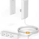 Flat Plug Extension Cord - 3 Outlets Power Strip with Detachable Ultra-Thin Outlet Cover, 3FT Cord, Universal Size, 13A 125V 1625W, ETL Listed, White - Ideal for Home, Office, Living Room, Bedroom