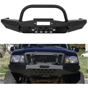 ECOTRIC Front Bumper Compatible with 1998-2011 Ford Ranger W/Winch Plate Bull Bar D-Ring Mounts Bumper Assembly Steel Powder Coated Black