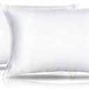 Small Pillow Cases 2 Pack Mini Pillow Cases 14x20 Breathable Silky Soft Toddler Pillow Cover Satin White Travel Size Pillow Cases Envelope Style, White