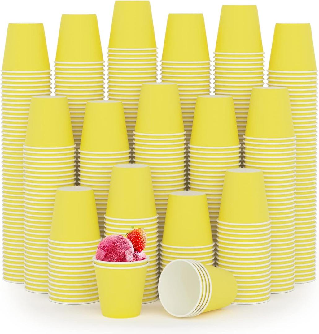 Turbo Bee 600Pack 3oz Small Paper Cups,Disposable Yellow Bathroom Cups for Party, Picnic,Travel and Event