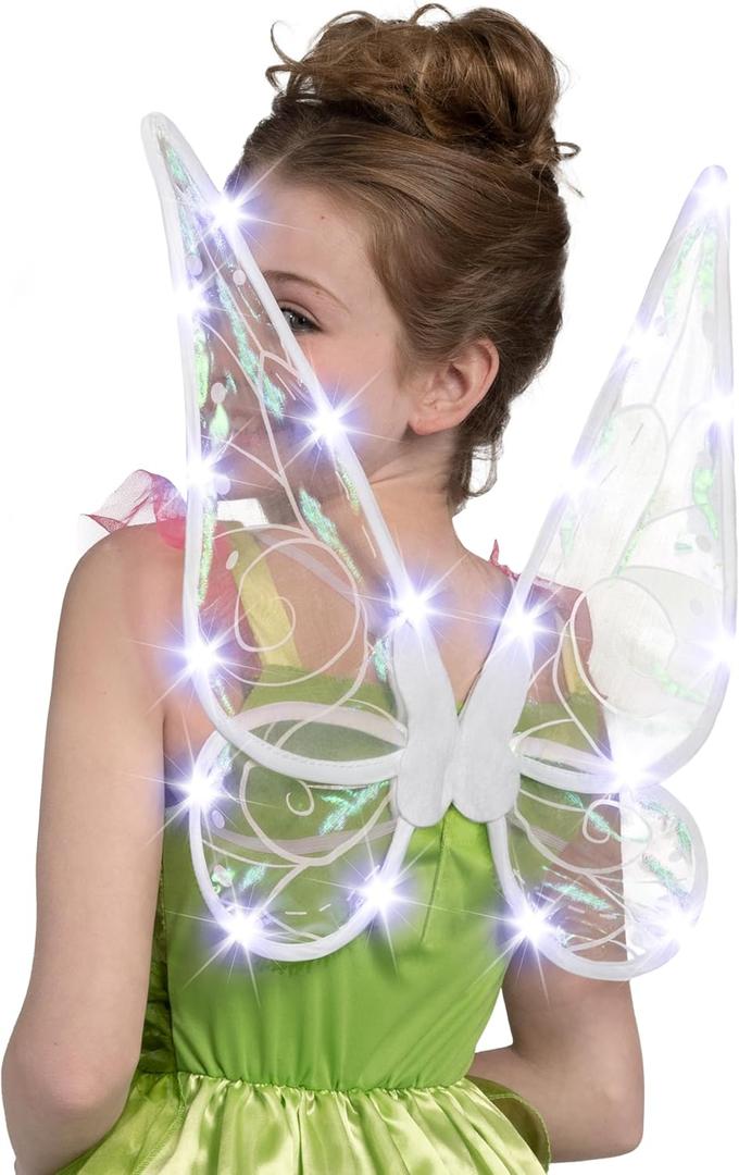 Spooktacular Creations Girls Women Butterfly Wing, Halloween Light Up Fairy Wing for Kids Adults Halloween Cosplay Parties (White)