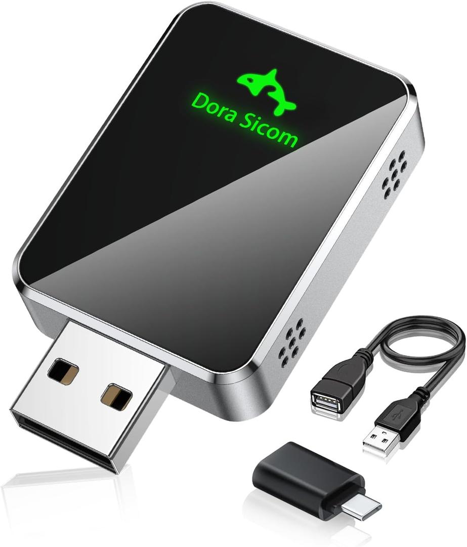[2026Upgrade ] Dora Sicom Wireless CarPlay Adapter for iPhone, Convert Wired to Wireless Apple car Play Adapter, Mini with Extension Cable USB & USB-C/Type-C, Stable Control & No DelayCars for 2017+