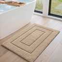 DEXI Bathroom Rug 43x24, Non Slip Washable Bath Mat for Shower Floor, Extra Large Absorbent Soft Bathmat with Rubber Backing, Quick Dry Microfiber Carpet, Beige