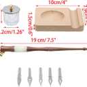 Crapyt 1 Set Wood Dip Pen with 5 Pcs Stainless Steel Oblique Nibs Desktop Pen Holder Holder Ink Well for Dip Pen Calligraphy Drawing(Light Brown)