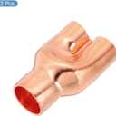 PATIKIL 5/8" x 1/2" x 1/2" ID Tee Y Type Copper Fitting, 2 Pcs Welding Joint Split Union Intersection for HVAC, Air Conditioning Refrigeration System