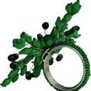 Napkin Rings Set of 12 for Dining Table Decoration Parties Everyday Metal Napkin Holder Leaf Dark Green (Pack of 12)