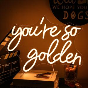 You're So Golden Neon Sign for Wall Decor Warm White Neon Lights Letter Led Neon Signs Wedding Led Neon Light for Wedding Bedroom Engagement Bar Club Decoration