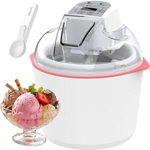Ice Cream Maker, 1.6 Quarts Ice Cream, Gelato, Sorbet, Milkshakes, Frozen Yogurt Machine for Home, Ice Cream Double Insulated Machine with LCD Screen and Timer, Easy to Clean and Quick