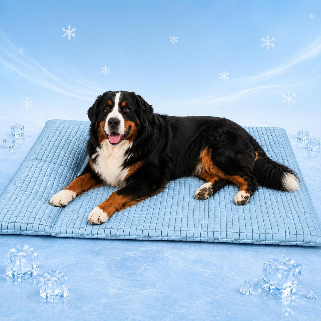 GOLOPET Extra Large Dog Cooling Mat with Pillow, 47x30in
