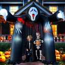10 FT Halloween Inflatables Archway with Ghost and Build-in LEDs, Blow Up Yard Decorations, Spooky Face Scary Halloween Party Decorations, Large Outdoor Inflatable for Graveyard, Garden, and Lawn