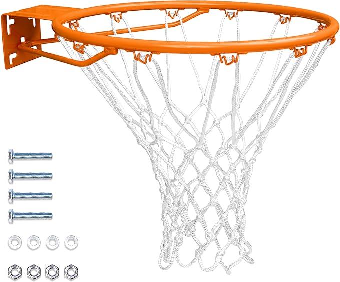 THUNDERBAY Reinforced Heavy Duty Breakaway Wall Mounted Basketball Rim, 18 inch Basketball Rim Goal Replacement for Indoor Outdoor Walls