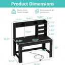 WINAZ 43" Black Gaming Desk with Hutch and Built-in Power Outlet, 42.5"