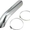 Motoforti Universal Motorcycle Exhaust Pipe Heat Shield Curved Motorbike Heat Insulation Cover, 265x55mm, Durable, Stainless Steel, Silver Tone, 1 Set