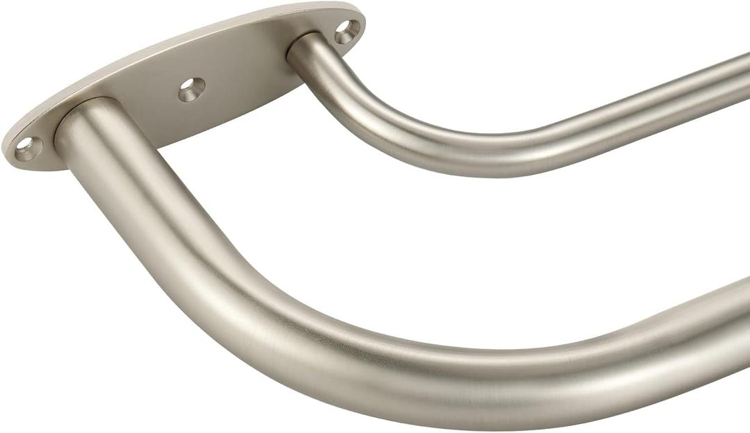 Room Darkening Wrap Around Double Curtain Rod Set,Extendable Metal Rod Set 1 Inches Front Rod and 5/8 Inches Rod for Window 84-120",Satin Nickel