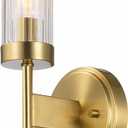 GLOBE Electric 1-Light Wall Sconce, Matte Brass, Ribbed Clear Glass Shade, E12 Candelabra, Dimmable, 65000103