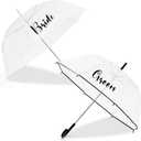 2 Clear Wedding Umbrellas, Large Bubble Wedding Umbrella for Bride and Groom with J Hook Handle Lightweight Bridal Umbrellas for Weddings Rain Outdoor Ceremony