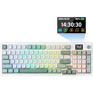 Redragon K719 Wireless Gasket Gaming Keyboard w/Hype Screen & Knob, 95 Keys Mechanical Keyboard, Easy-Control 1.14 TFT Info Display, 5-Layer Noise Dampening, Custom Linear Switch, Jade Cloud Color