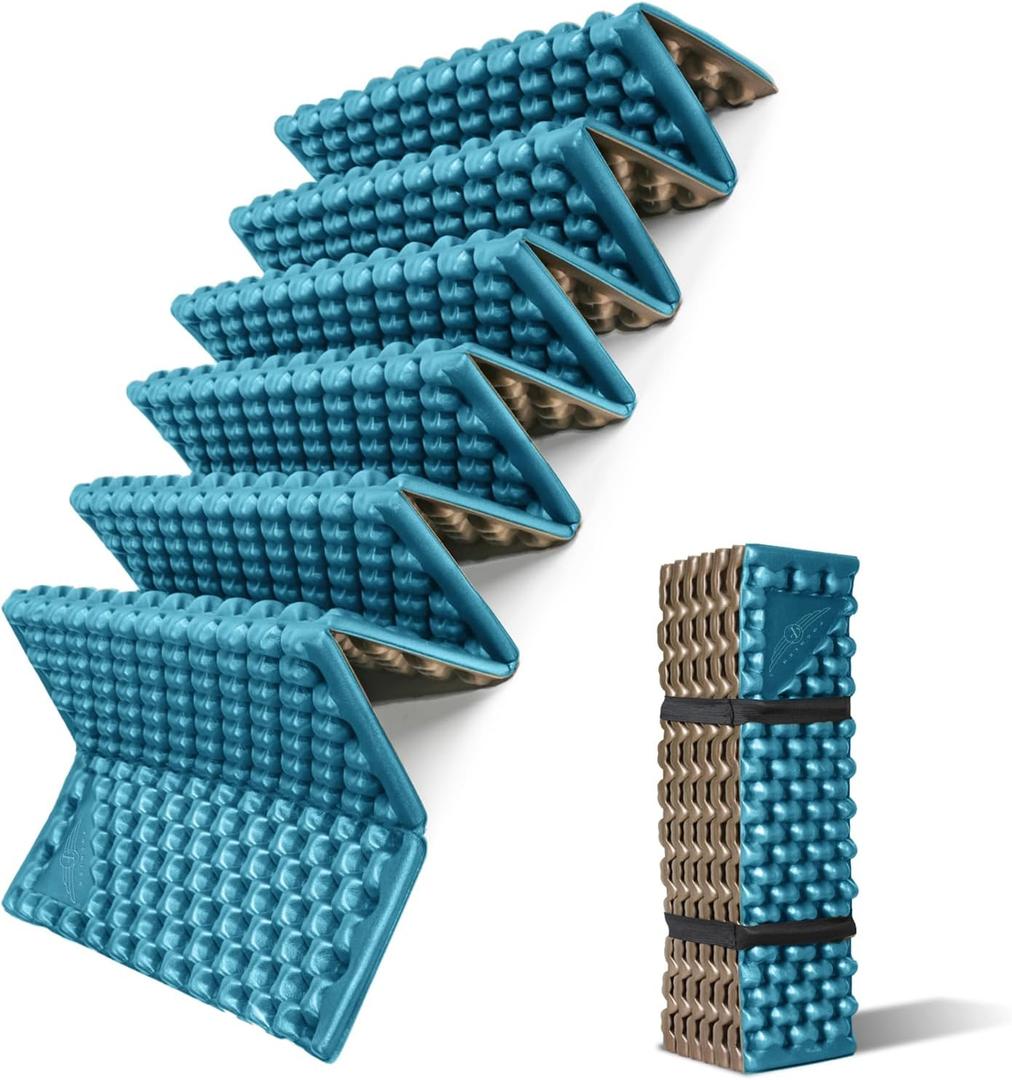 Foam Camping Pads for Hiking, Ultralight Closed Cell Mattress, Waterproof Soft Mat for Adults, Wide Picnic Yoga Mats, Folding Sleeping Pad for Outdoor Backpacking (Blue-1Pack)