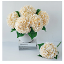 5 Pcs Champagne Silk Hydrangeas Artificial Flower Boho Dried Touch Hydrangeas 20'' Faux for Fall Home Decor Kitchen Living Room Porch Wreath Xmas Wedding Flower Arrangement