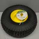 Marastar 15x6.00-6 Pneumatic, OEM Like Replacement Front Tire and Wheel Assembly, Compatible with John Deere Mowers, Turf Saver, 4PR Tube-Type Tire, Yellow Wheel, 3-Inch Offset Hub, 3/4-Inch Bushings