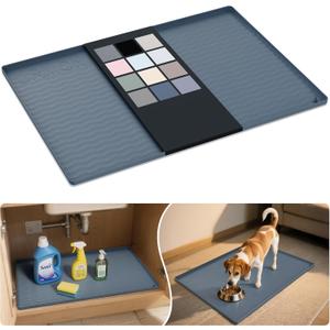URMONA Waterproof Silicone Under Sink Mat 25'' x 19'' Shelf Liner for Kitchen and Bathroom, Cabinet and Counter Protector, Storage and Organizers, Litter Mat, Pet Cat Puppy Essentials(Dark Grey)