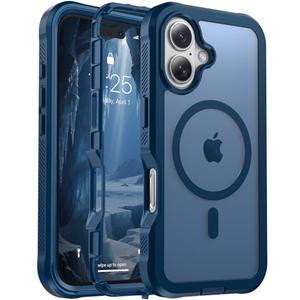 jaroco Magnetic for iPhone 17 Case, [Compatible with MagSafe][Military Grade Drop Protection][Heavy Duty Protection][Non-Slip][Shockproof] 2-Layer Durable Bumper Phone Case 6.3''-Deep Blue