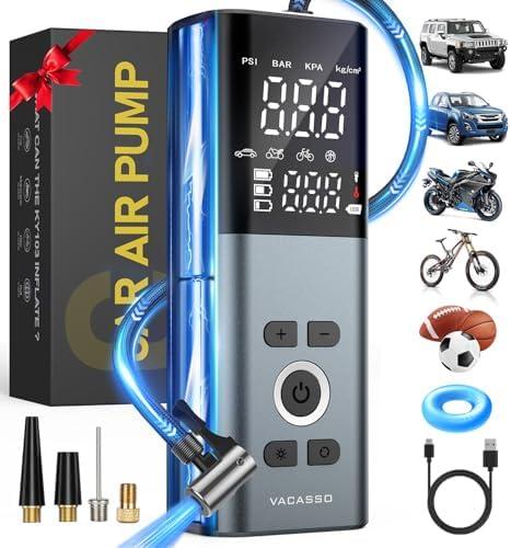 Tire Inflator Portable Air Compressor, 150PSI Air Pump For Car Tires with Accurate Tire Pressure Gauge, 20,000mAh Cordless Air Compressor for Car, Motorcycle, Bike, Balls and More, Smart Autostop
