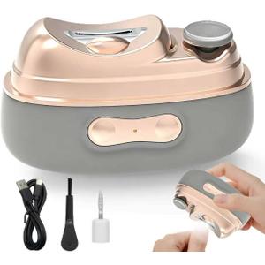 4 in 1 Electric Nail Clipper, Automatic Nail Clipper with 2 Polisher & UV Light, Rechargeable Nail Trimmer with LED Light & Nail Scraps Storage, Ideal Electric Nail Clippers for Seniors, Adult