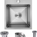 13 x 15 Inch Drop In Bar Sink, Small Kitchen Sink Single Bowl Topmount Bar Prep Sink 18 Gauge Stainless Steel Bar Sink with Basket Strainer