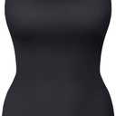 KIKIMINK Womens Shapewear Tank Top Tummy Control - Seamless Compression Tanks for Women - Slimming Body Shaper Undershirt (Black, L)