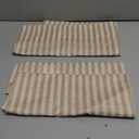 jinchan Striped Linen Kitchen Curtains 36 Inches Length Tier Curtains Farmhouse Modern Cafe Style Small Window Treatments Airy Light Filtering Rod Pocket for Living Room Bathroom 2 Panels Tan