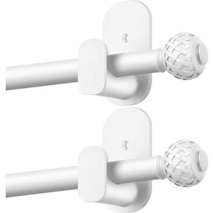 TONIAL Curtain Rods No Drilling for Windows, 32-58 In, White, 2 Pack