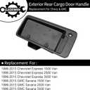 Exterior Door Handle, Compatible with 1996-2015 Chevy Express GMC Savana 1500 2500 3500 Van, Rear Right Cargo Door Handle with License Plate Bracket Holder Housing | 15269298 25866289 Tailgate Handle